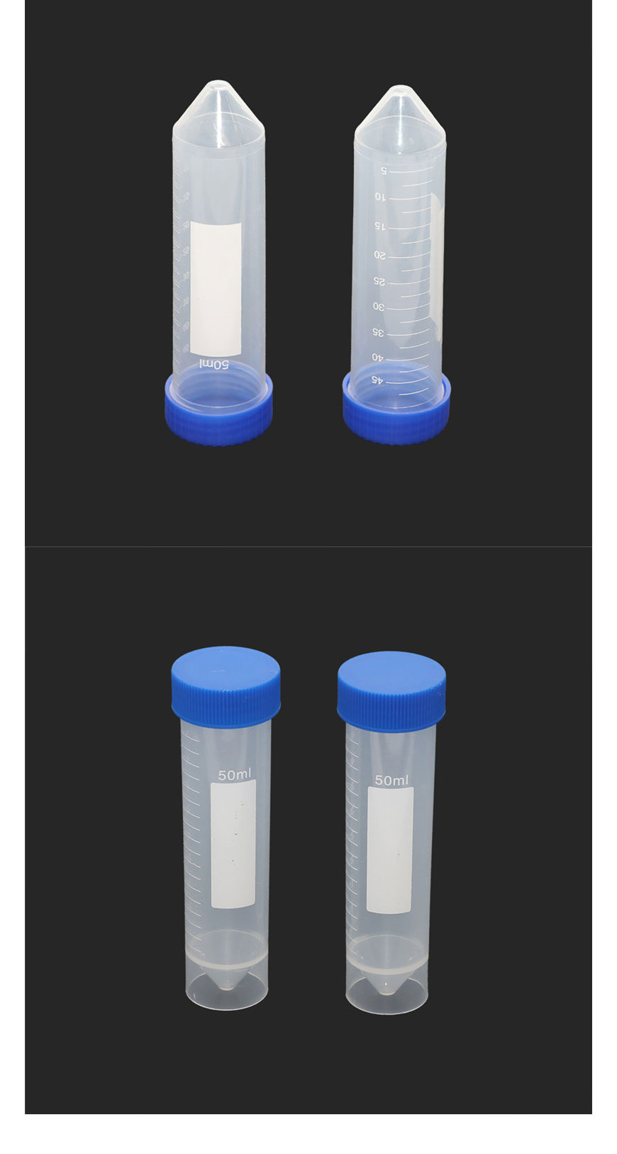 Clear Plastic Graduated Conical Centrifuge Tubes